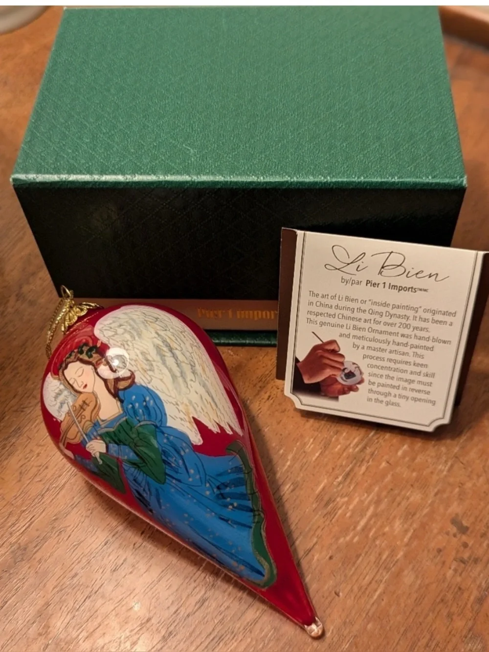 Pier 1 Li Bien 2017 Blown Glass Angel Christmas Ornament